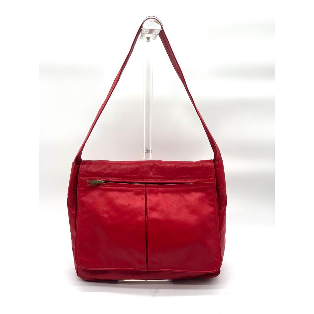 Georgetown Leather Design Red Messenger Foldover Hobo Bag